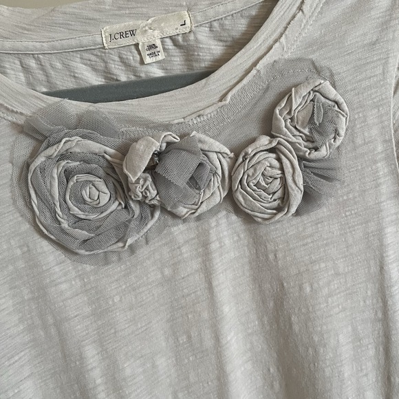 VTG J.Crew Y2k Women's Top Sz Large Floral Appliqué Rhinestone Romantic Poetcore - Picture 4 of 7